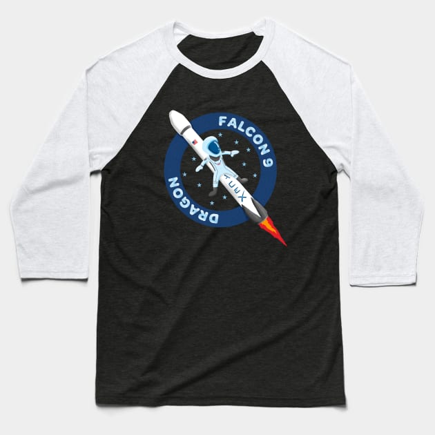 Falcon 9 Dragon Kids Spacex Nasa Baseball T-Shirt by W.Pyzel